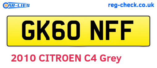 GK60NFF are the vehicle registration plates.