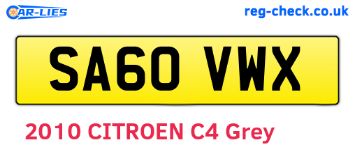 SA60VWX are the vehicle registration plates.
