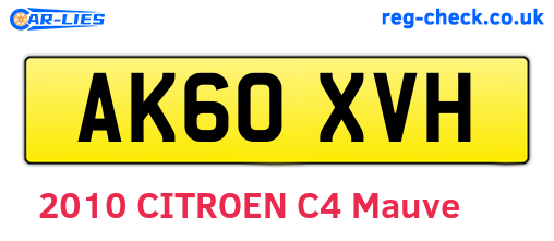 AK60XVH are the vehicle registration plates.