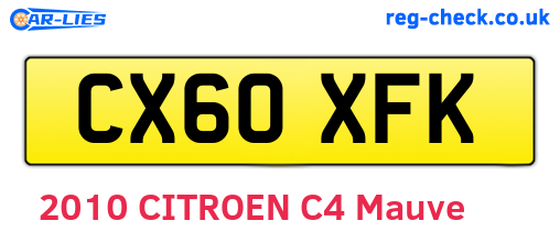 CX60XFK are the vehicle registration plates.