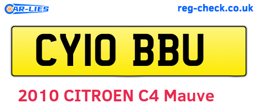 CY10BBU are the vehicle registration plates.