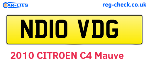 ND10VDG are the vehicle registration plates.