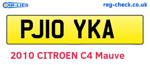 PJ10YKA are the vehicle registration plates.