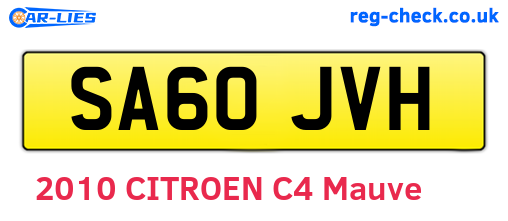 SA60JVH are the vehicle registration plates.