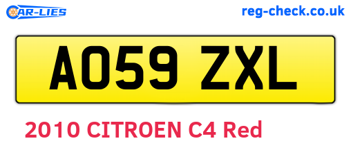 AO59ZXL are the vehicle registration plates.