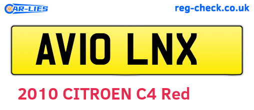 AV10LNX are the vehicle registration plates.
