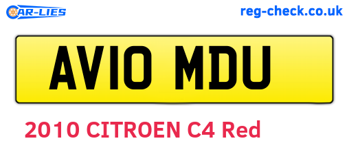 AV10MDU are the vehicle registration plates.