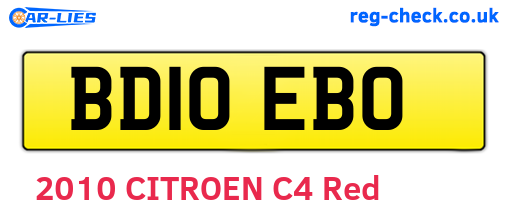 BD10EBO are the vehicle registration plates.