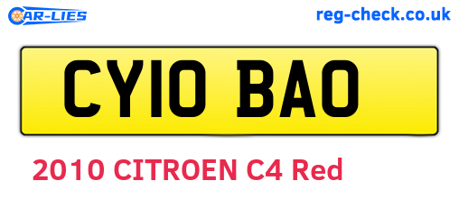 CY10BAO are the vehicle registration plates.