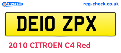 DE10ZPX are the vehicle registration plates.