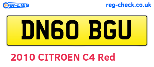 DN60BGU are the vehicle registration plates.
