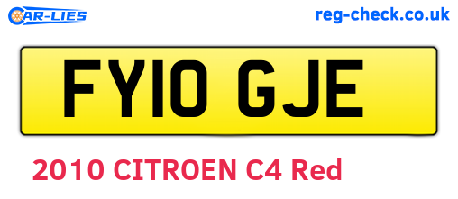 FY10GJE are the vehicle registration plates.