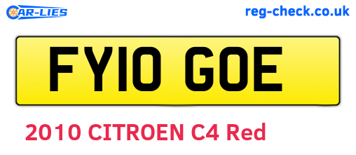 FY10GOE are the vehicle registration plates.