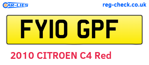 FY10GPF are the vehicle registration plates.
