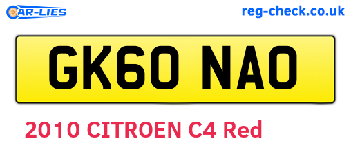 GK60NAO are the vehicle registration plates.