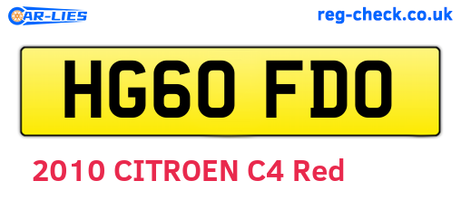 HG60FDO are the vehicle registration plates.