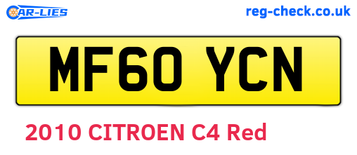 MF60YCN are the vehicle registration plates.