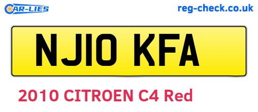 NJ10KFA are the vehicle registration plates.