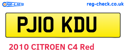 PJ10KDU are the vehicle registration plates.