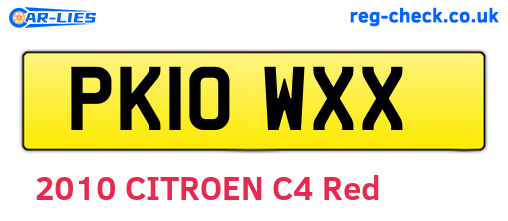PK10WXX are the vehicle registration plates.
