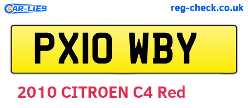 PX10WBY are the vehicle registration plates.