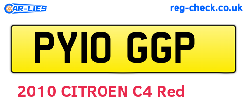 PY10GGP are the vehicle registration plates.