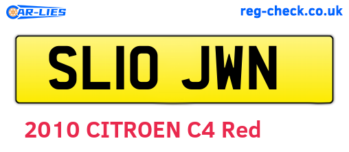 SL10JWN are the vehicle registration plates.