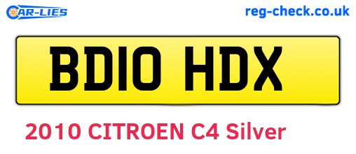 BD10HDX are the vehicle registration plates.