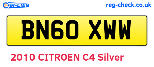 BN60XWW are the vehicle registration plates.
