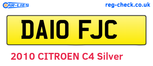 DA10FJC are the vehicle registration plates.