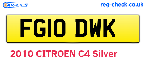 FG10DWK are the vehicle registration plates.