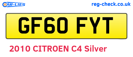 GF60FYT are the vehicle registration plates.