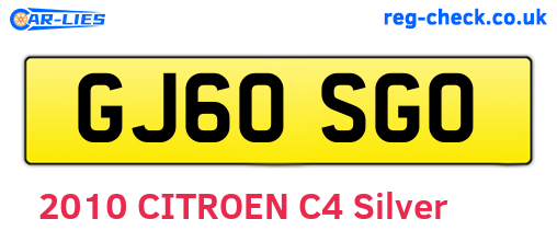 GJ60SGO are the vehicle registration plates.
