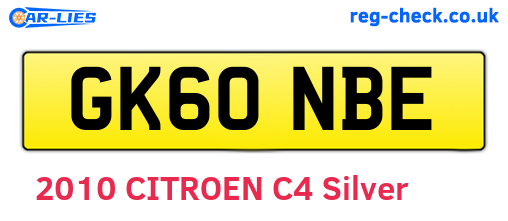 GK60NBE are the vehicle registration plates.