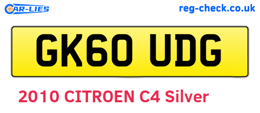 GK60UDG are the vehicle registration plates.