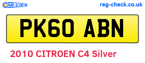 PK60ABN are the vehicle registration plates.