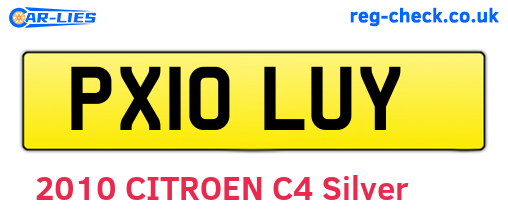 PX10LUY are the vehicle registration plates.