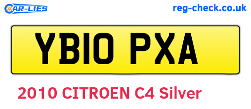 YB10PXA are the vehicle registration plates.