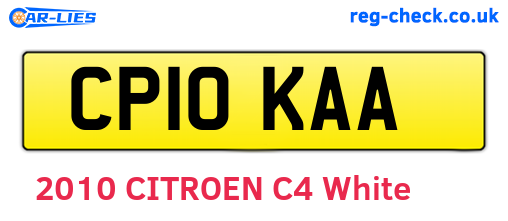CP10KAA are the vehicle registration plates.