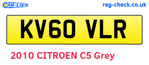 KV60VLR are the vehicle registration plates.