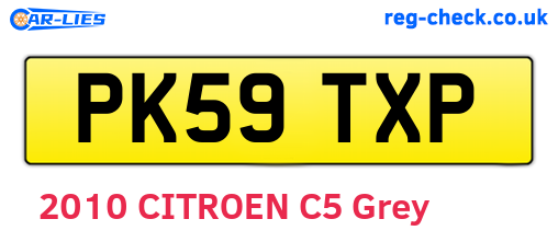 PK59TXP are the vehicle registration plates.