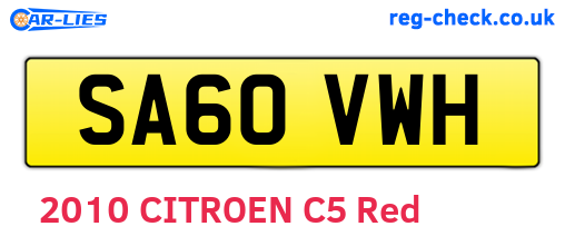 SA60VWH are the vehicle registration plates.