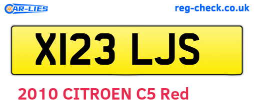 X123LJS are the vehicle registration plates.