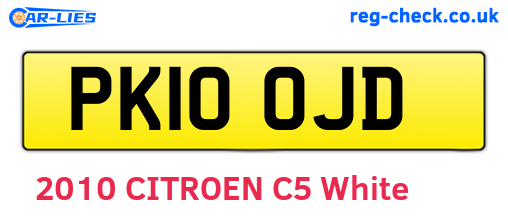 PK10OJD are the vehicle registration plates.