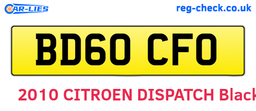 BD60CFO are the vehicle registration plates.