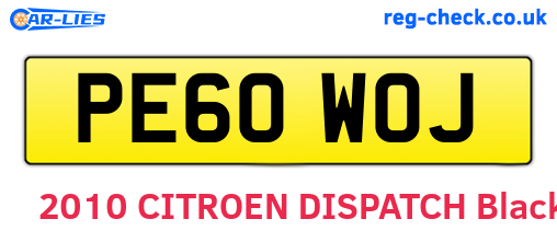 PE60WOJ are the vehicle registration plates.