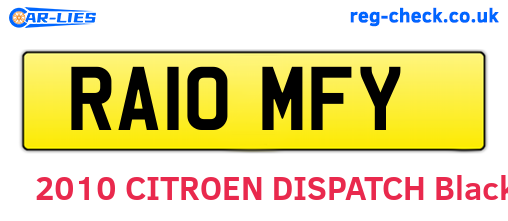 RA10MFY are the vehicle registration plates.