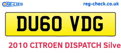 DU60VDG are the vehicle registration plates.