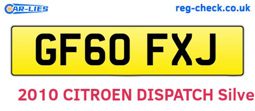 GF60FXJ are the vehicle registration plates.