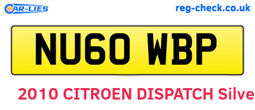NU60WBP are the vehicle registration plates.